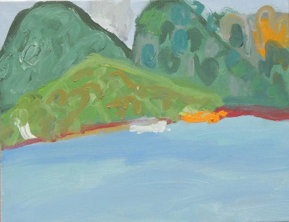 From Peat Island 4 acrylic on canvas by artist Sally Stokes