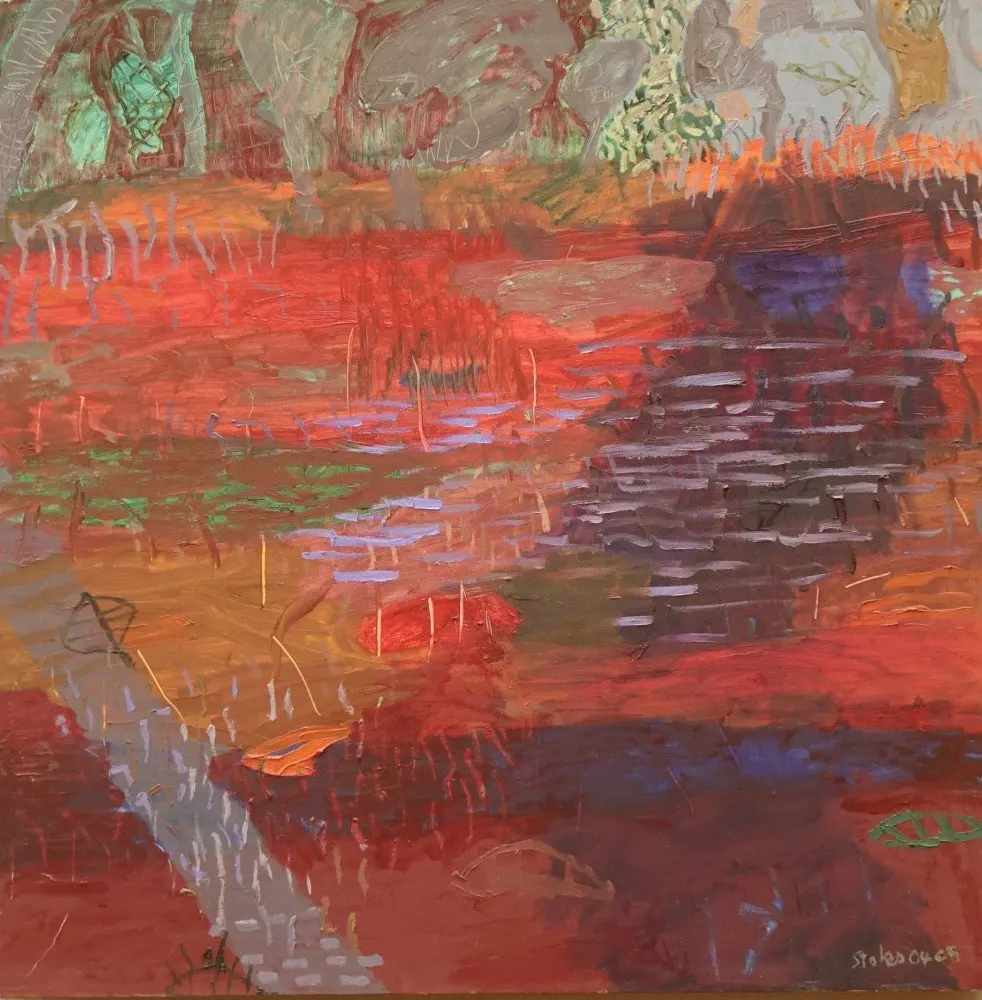 Crosslands oil on canvas by artist Sally Stokes