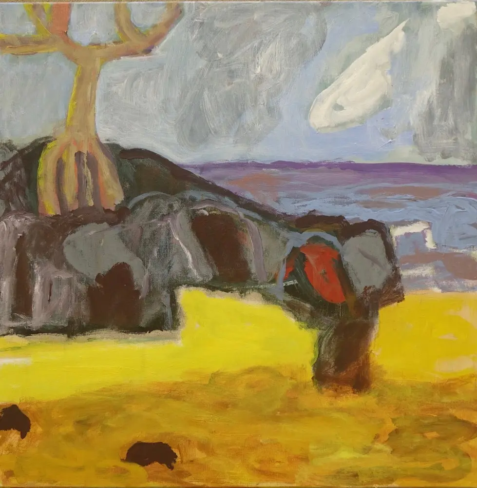 Toward the horizon acrylic on linen by artist Sally Stokes