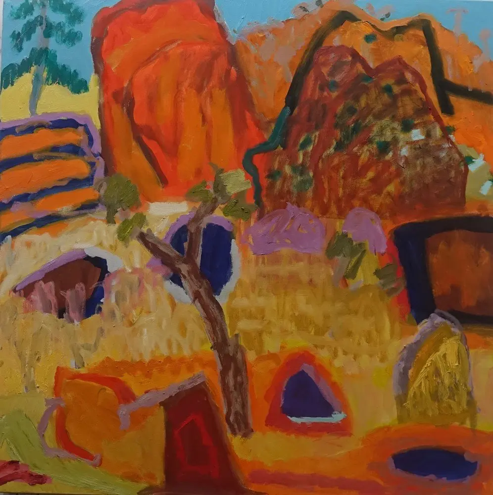 Joyful oil on canvas by artist Sally Stokes