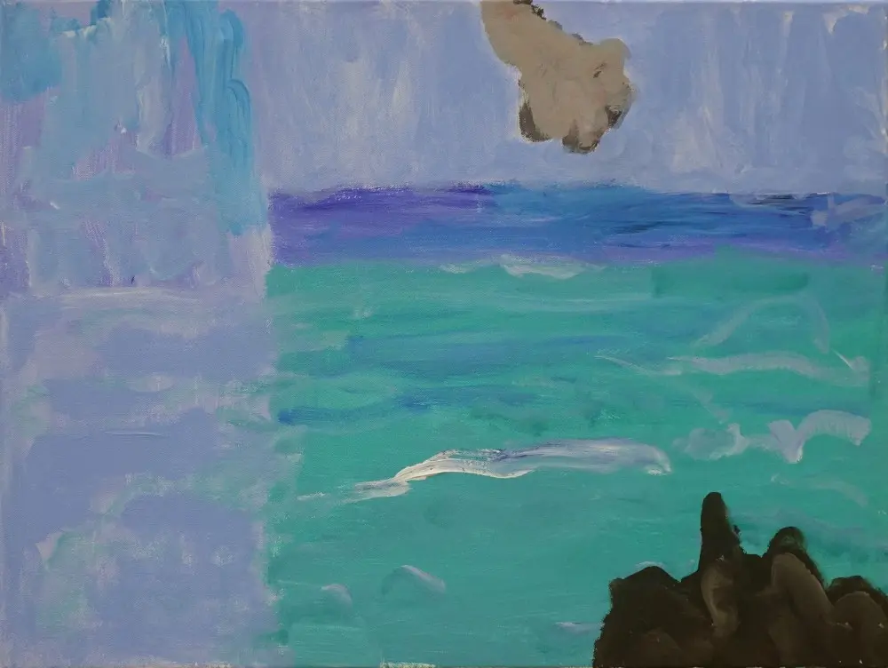 I sighed acrylic on canvas by artist Sally Stokes