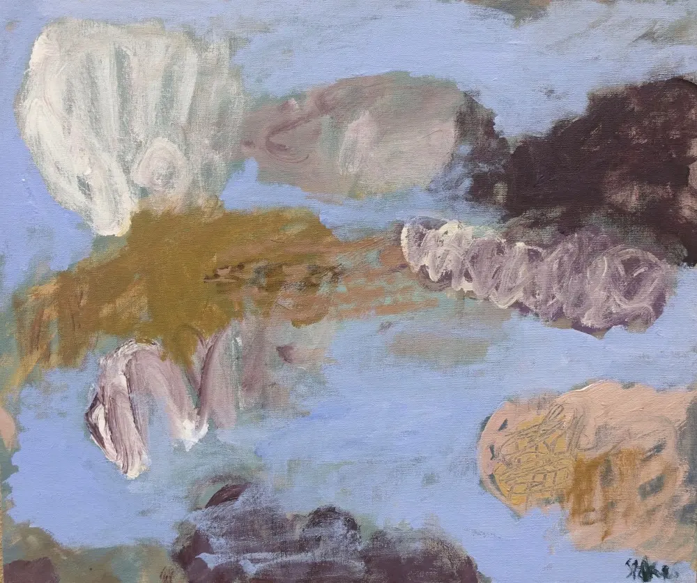 Clouds acrylic on linen by artist Sally Stokes