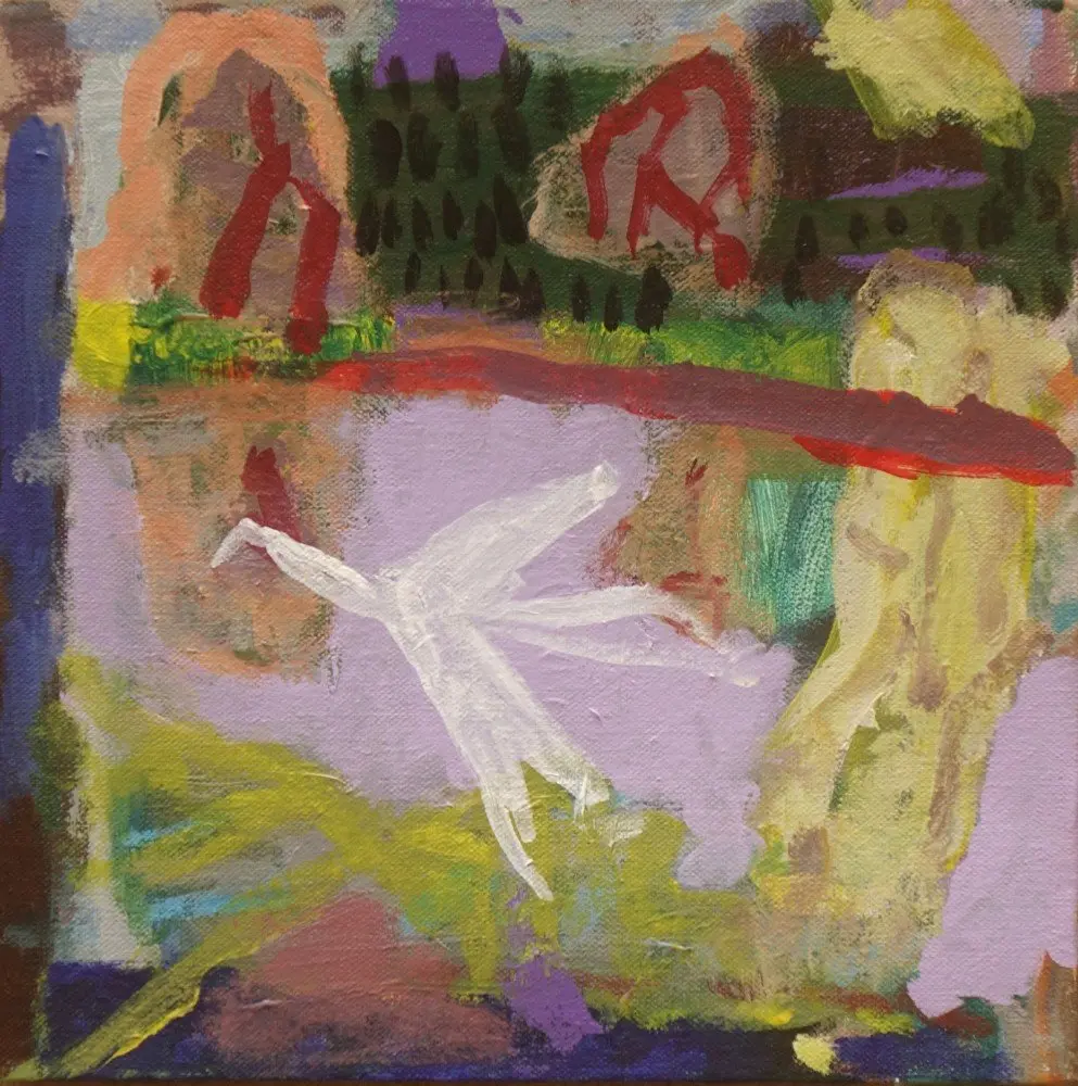 Startled acrylic on linen by artist Sally Stokes
