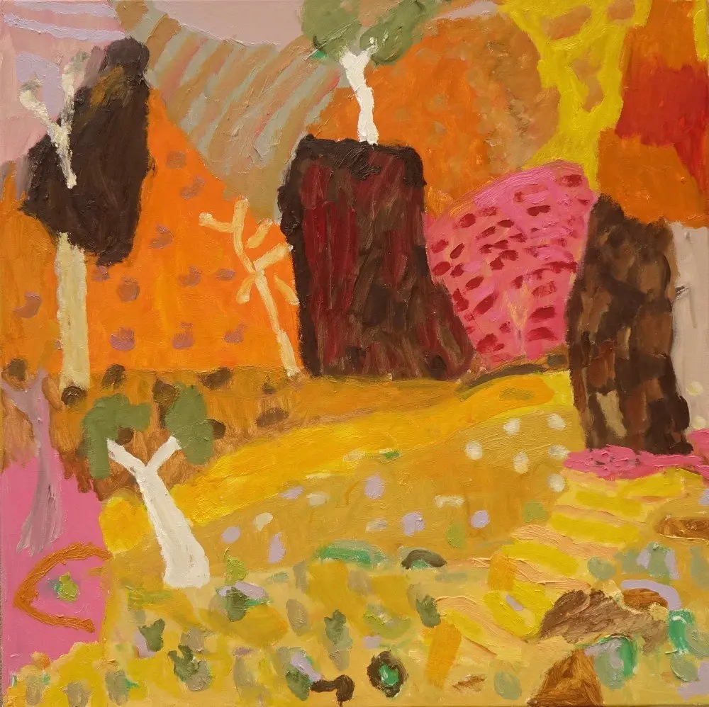 Latched into the earth (Allocated A) oil on canvas by artist Sally Stokes