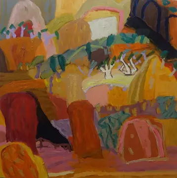 Deciphered oil on canvas by artist Sally Stokes