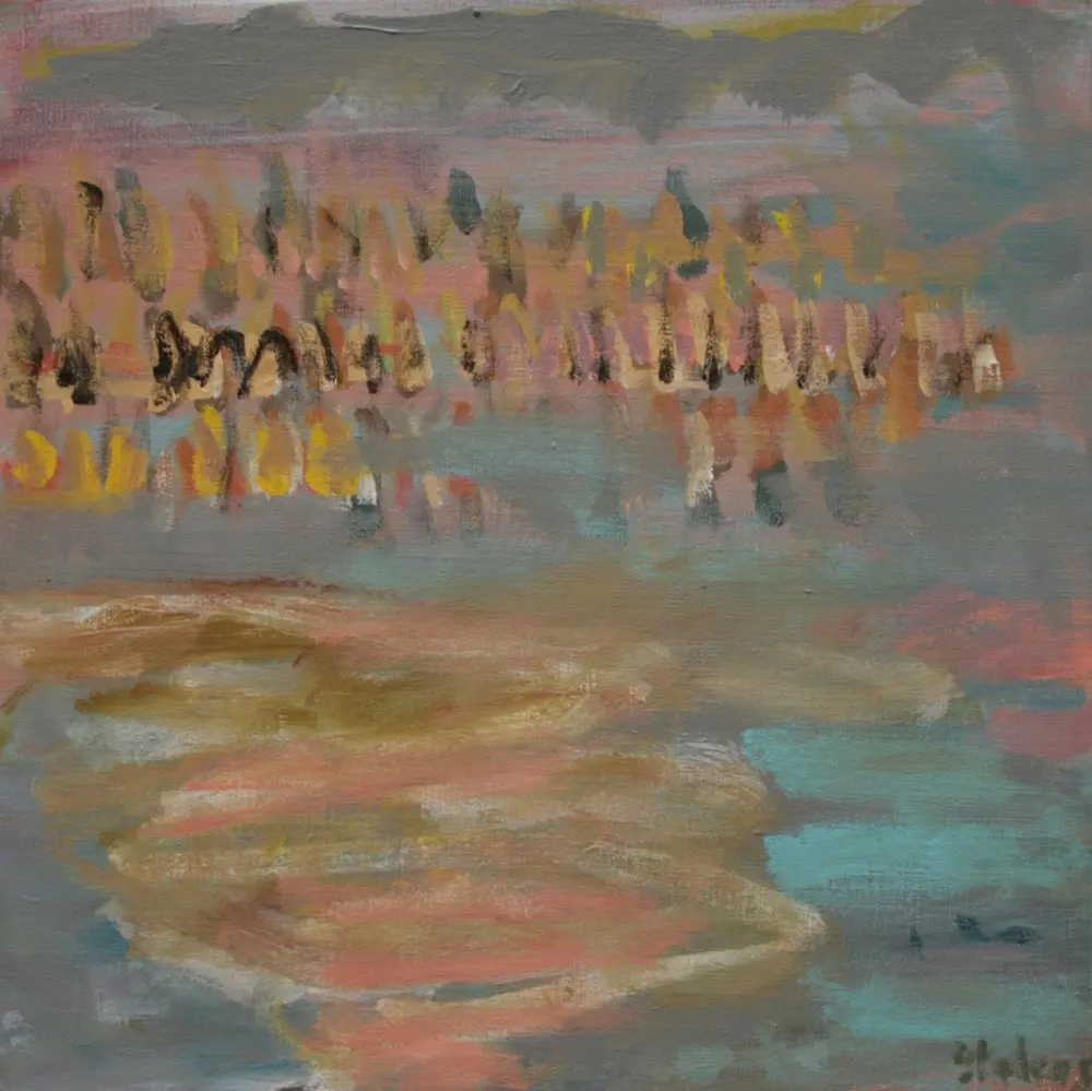 Oyster beds SOLD acrylic on linen by artist Sally Stokes