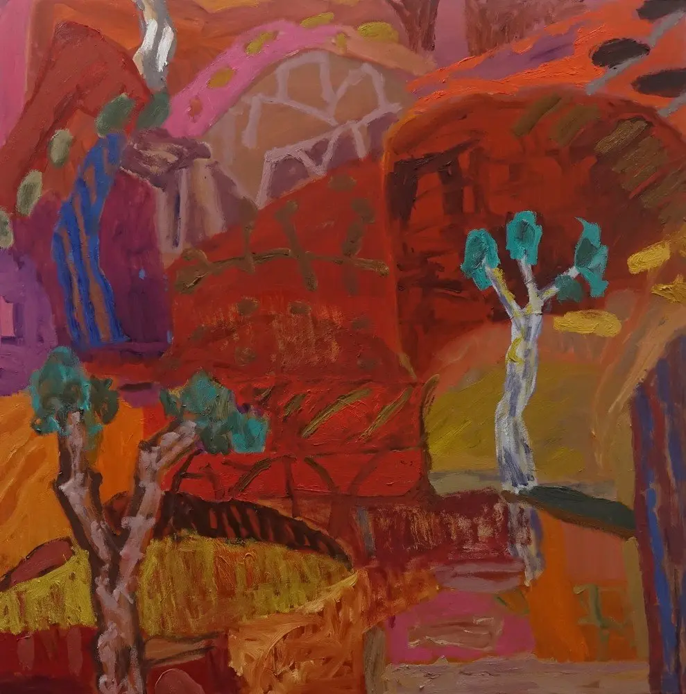 Drawing love oil on canvas by artist Sally Stokes
