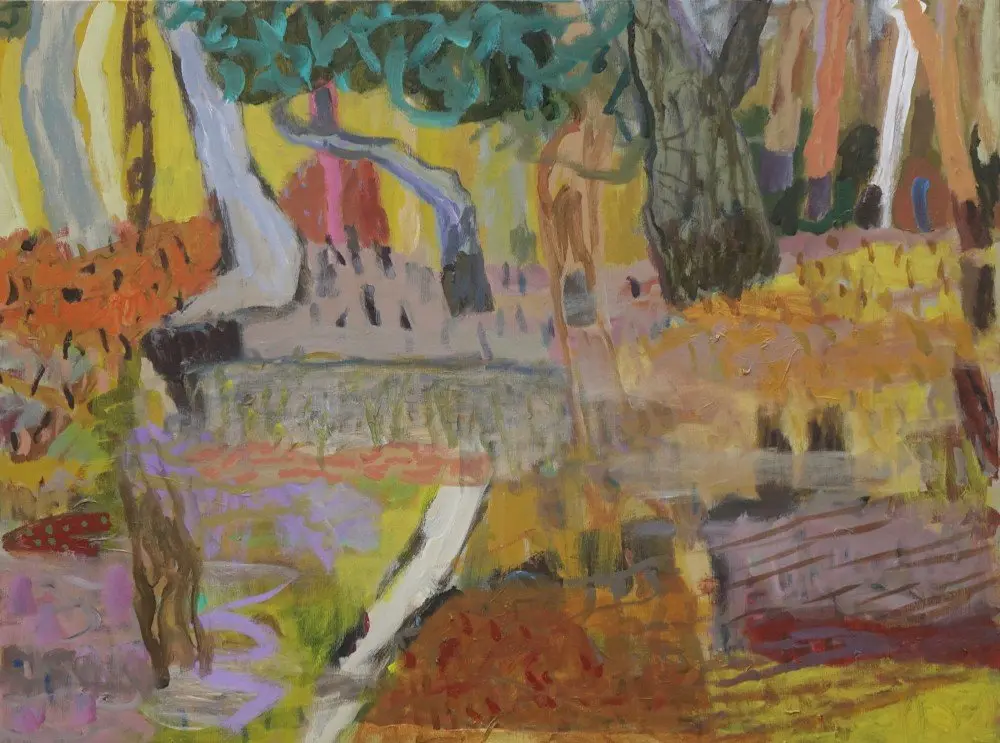 Looking further acrylic and oil on linen by artist Sally Stokes