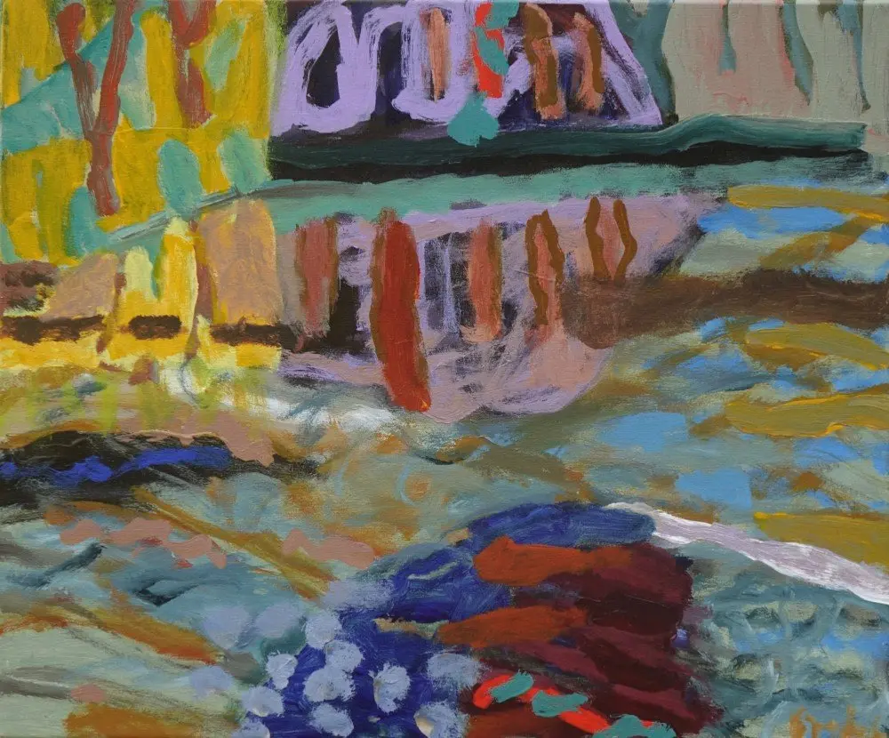 Simply said acrylic on canvas by artist Sally Stokes