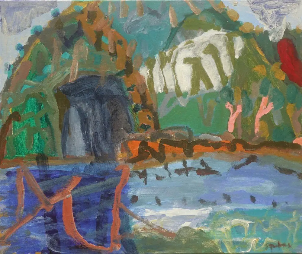 A little temple  acrylic on canvas by artist Sally Stokes