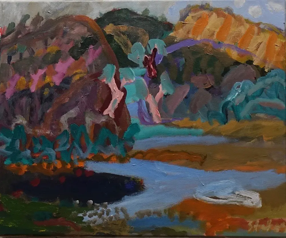 Stillness again acrylic on canvas by artist Sally Stokes
