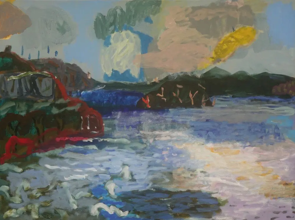 Earthly delight  acrylic on linen by artist Sally Stokes