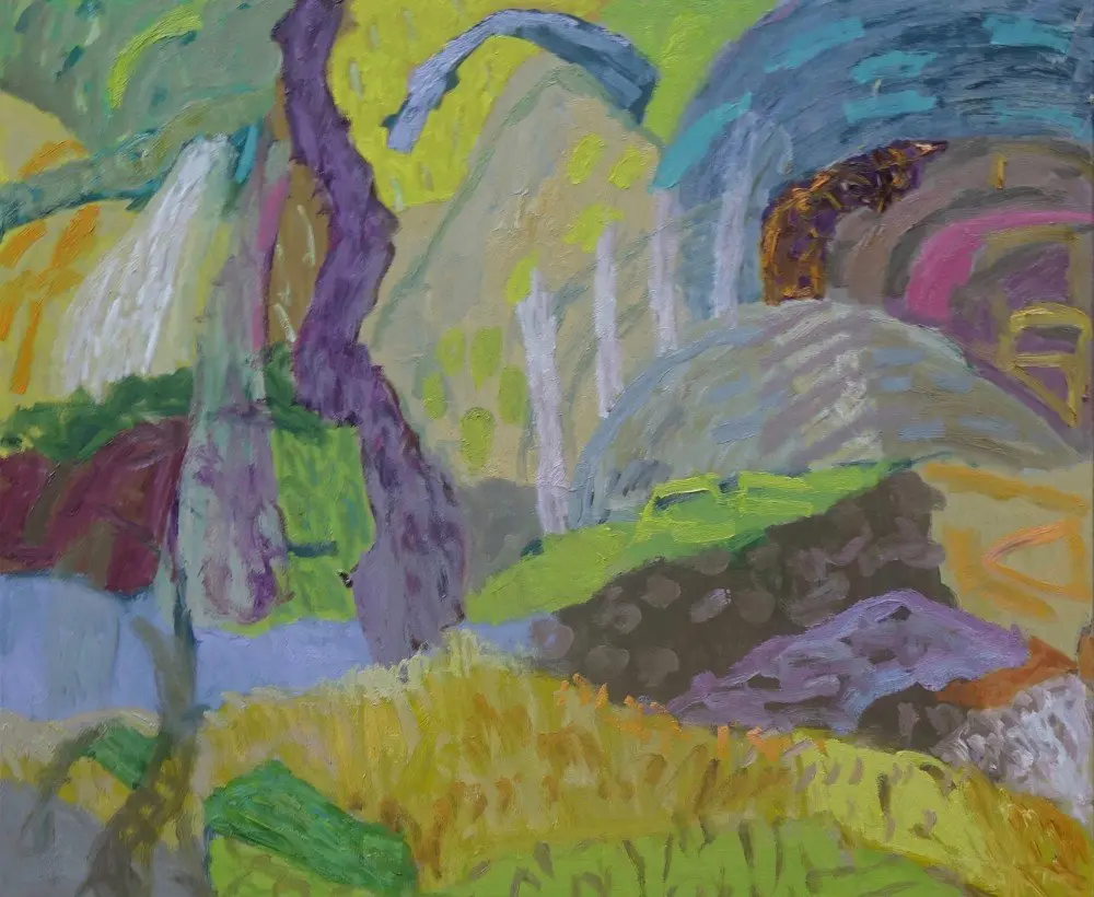 Inventing time oil on linen by artist Sally Stokes