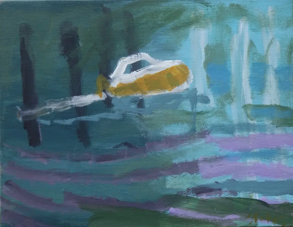 Edges of knowing (SOLD) acrylic on linen by artist Sally Stokes