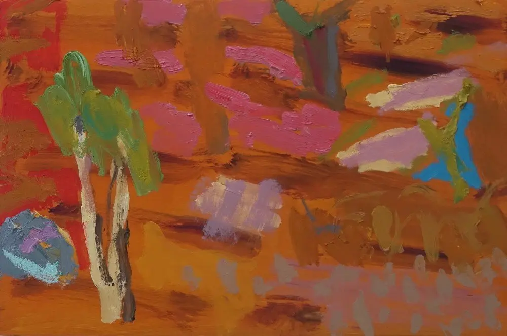 Hill play oil on panel by artist Sally Stokes