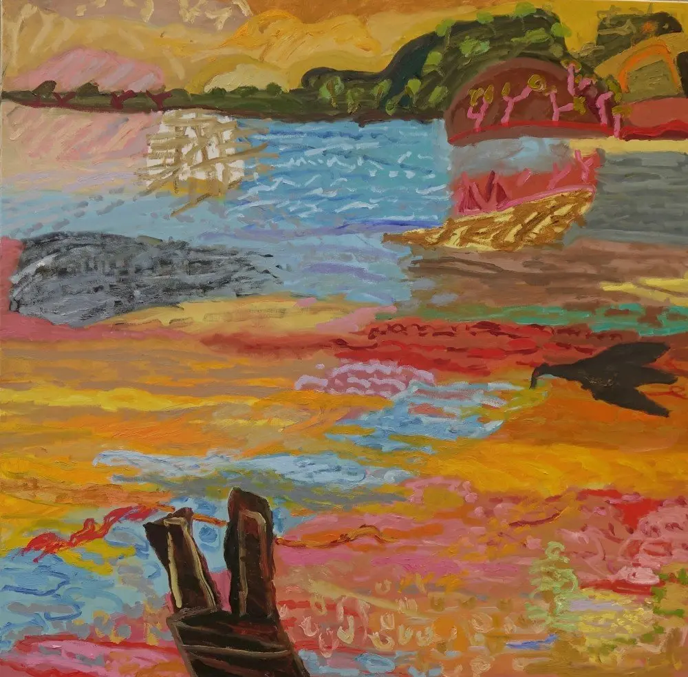 Elemental oil on canvas by artist Sally Stokes