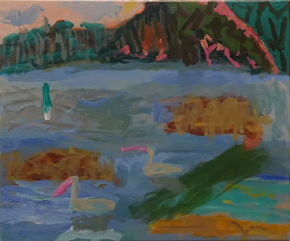 Chatter acrylic on canvas by artist Sally Stokes