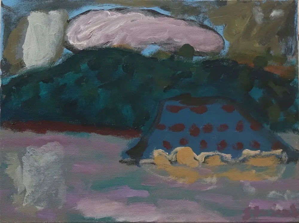Perhaps acrylic on canvas by artist Sally Stokes