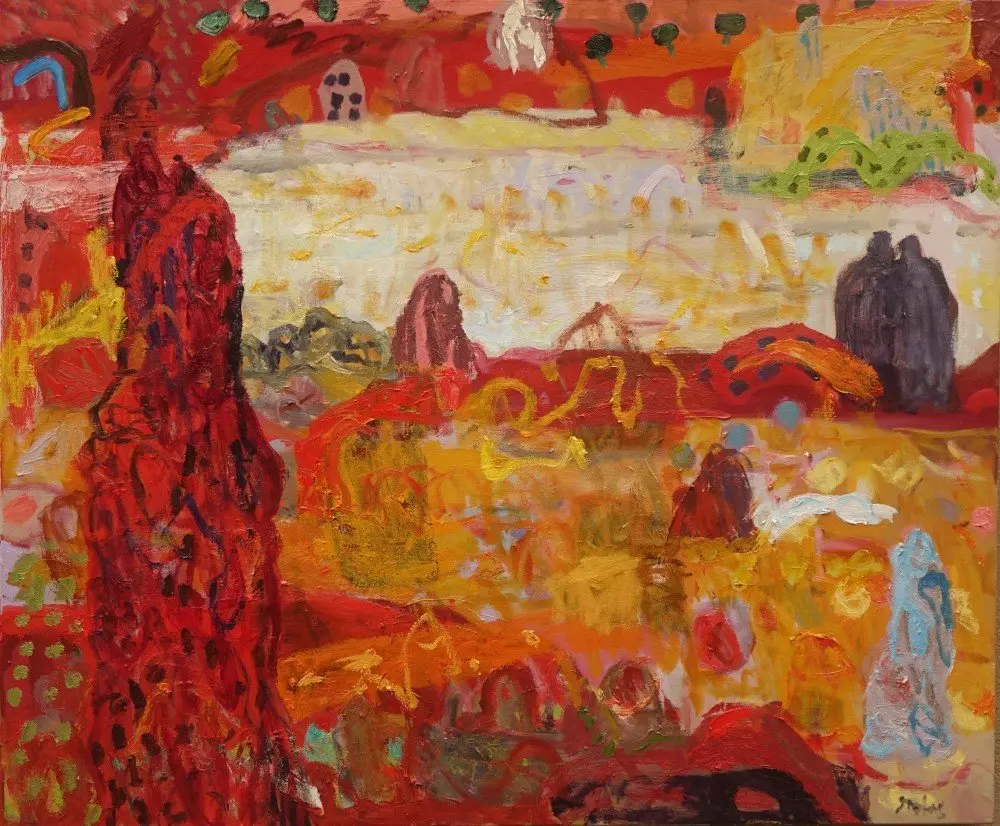One or two things are all you need oil on linen by artist Sally Stokes