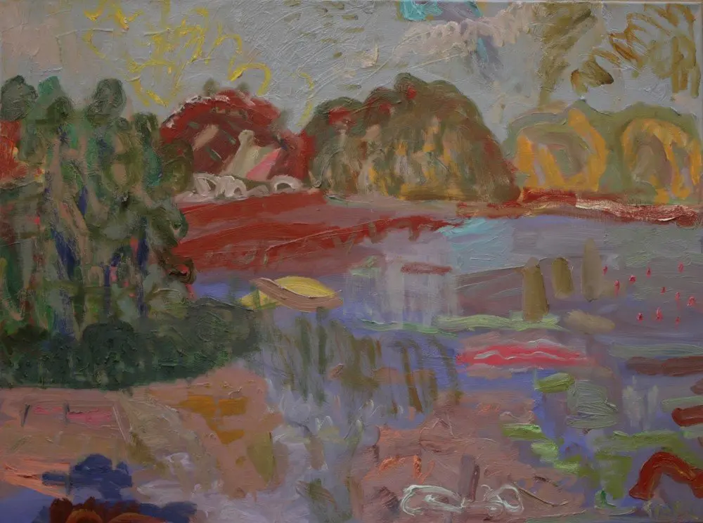 From the jetty oil on linen by artist Sally Stokes
