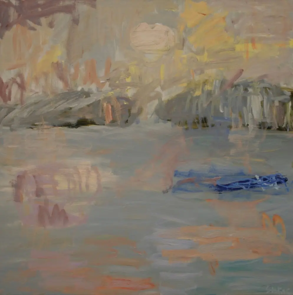 Fog on the River oil on linen by artist Sally Stokes