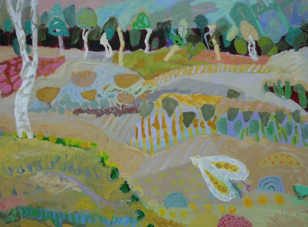 Bird in Cattai National Park (SOLD) oil on canvas by artist Sally Stokes