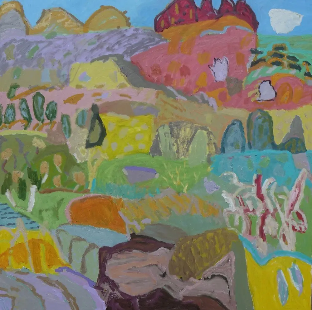 Wherever I go  oil on canvas by artist Sally Stokes