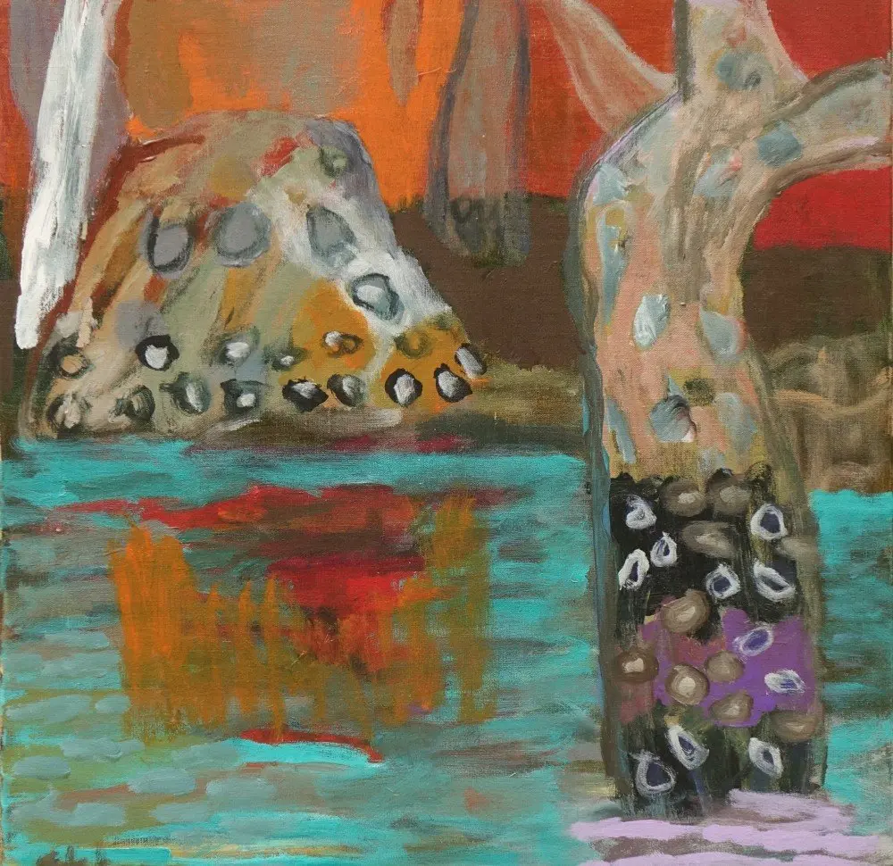 wherever I am (SOLD) acrylic on linen by artist Sally Stokes