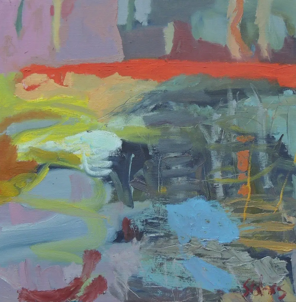 Riverâ€™s Edge oil on linen by artist Sally Stokes