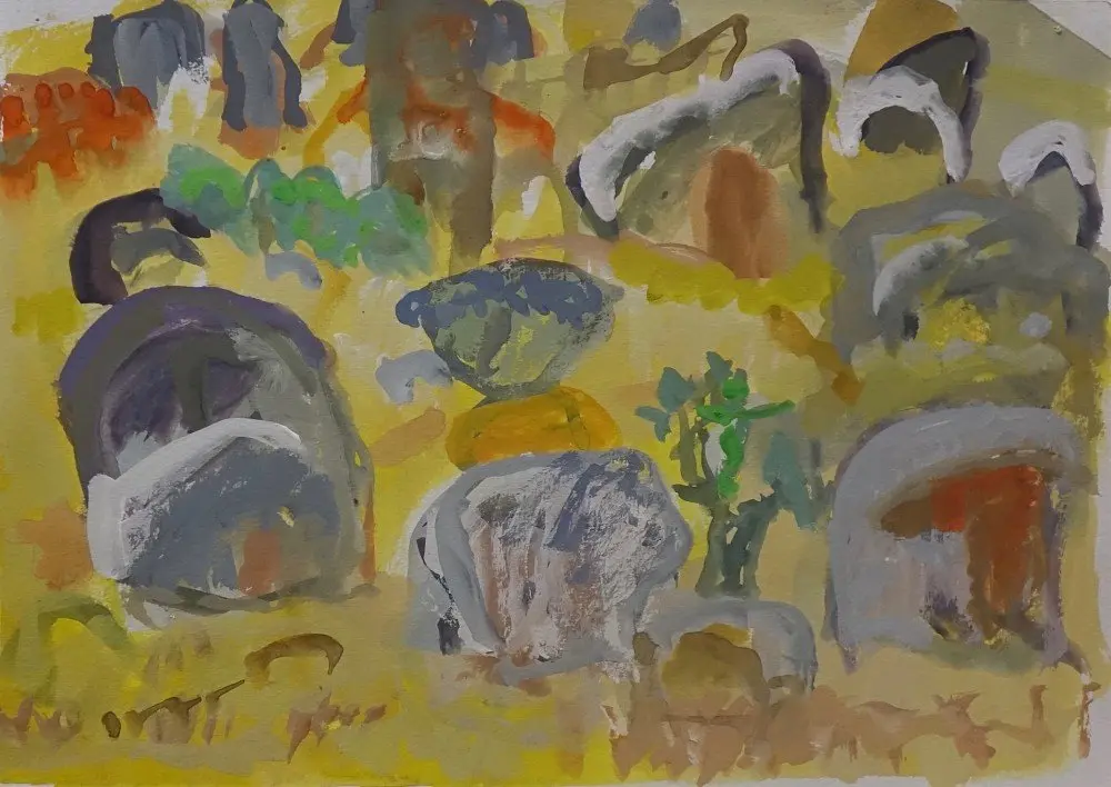 Apparition  gouache on paper by artist Sally Stokes