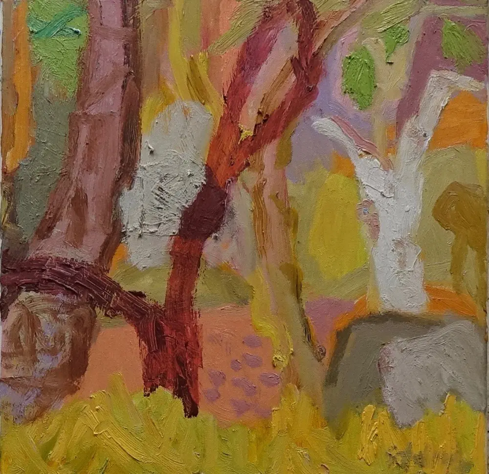 Secrets  oil on canvas by artist Sally Stokes