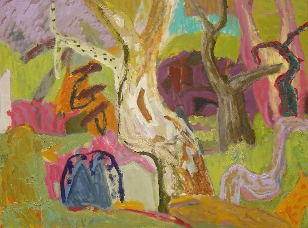 The rich fragrance oil on linen by artist Sally Stokes