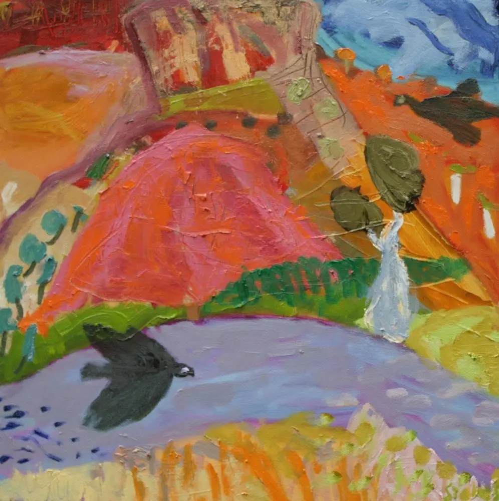 Home Valley oil on canvas by artist Sally Stokes