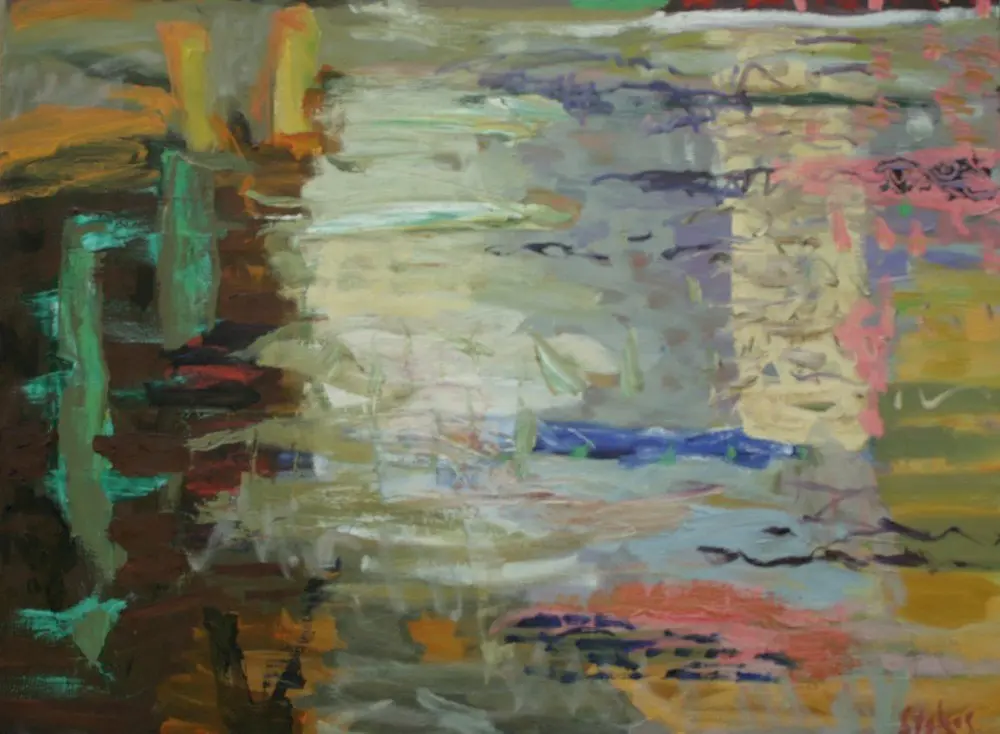 Remains of the jetty oil on linen by artist Sally Stokes