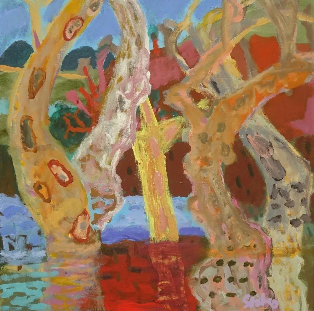 Breathing softly (SOLD) acrylic on linen by artist Sally Stokes
