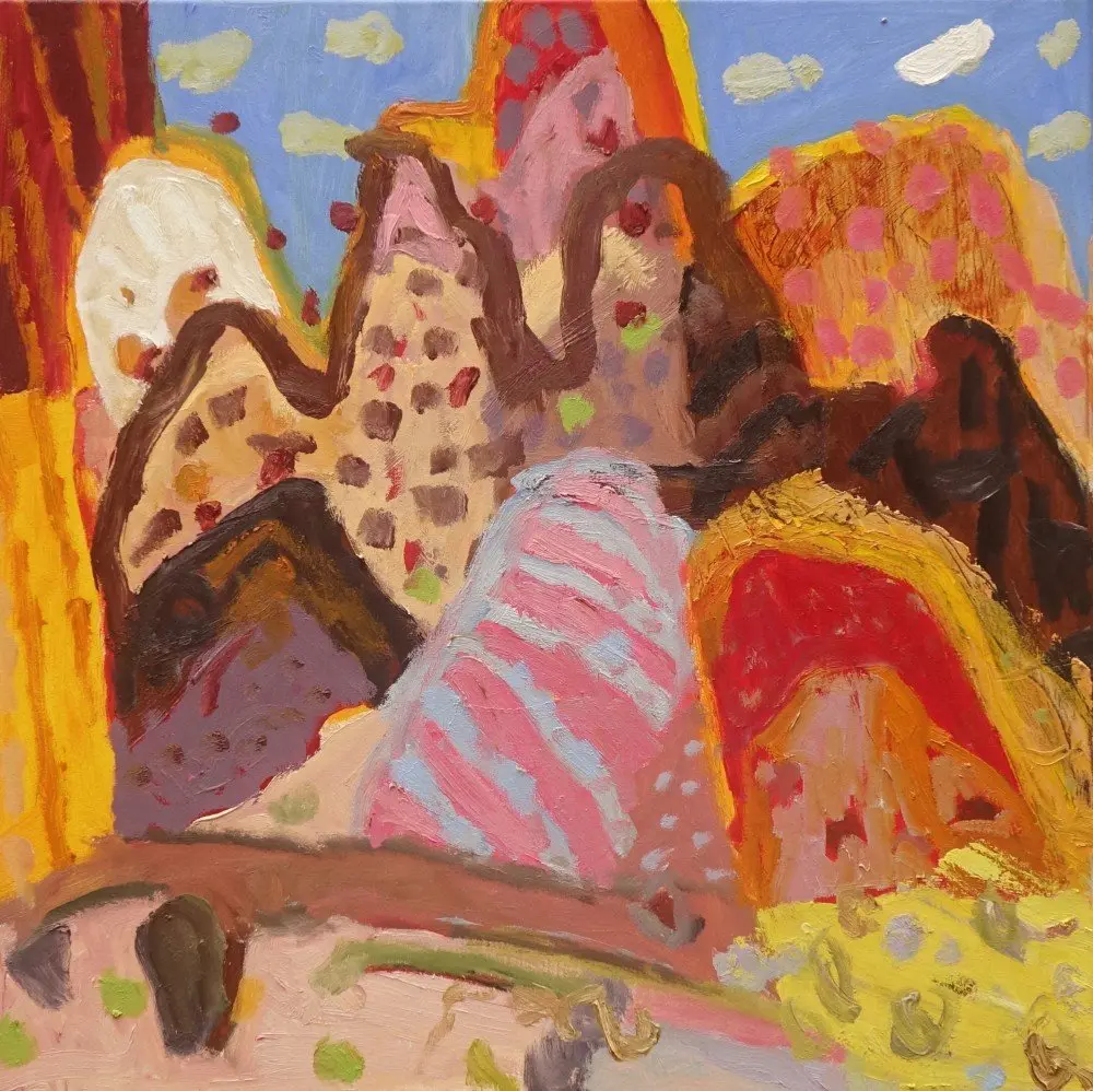 Loving the world  oil on canvas by artist Sally Stokes