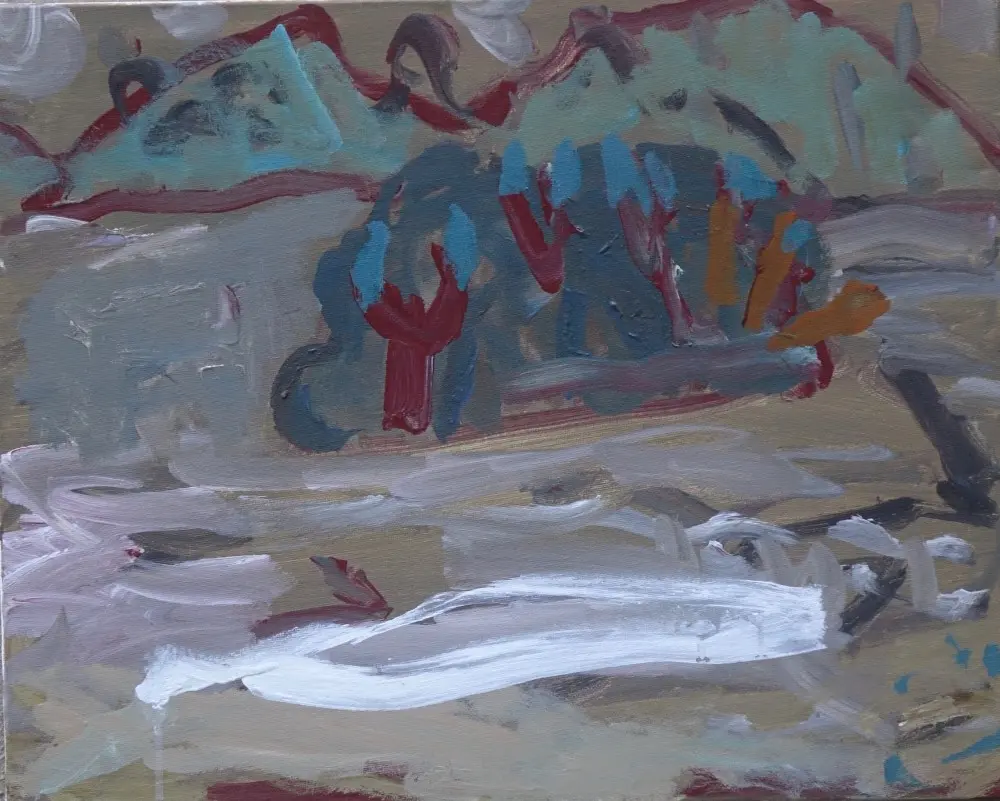A single note acrylic on canvas by artist Sally Stokes