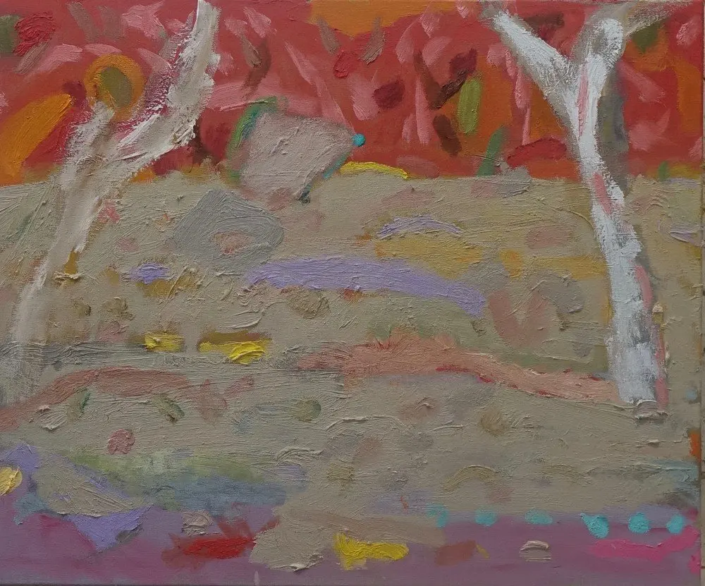 Dancing gums  oil on linen by artist Sally Stokes