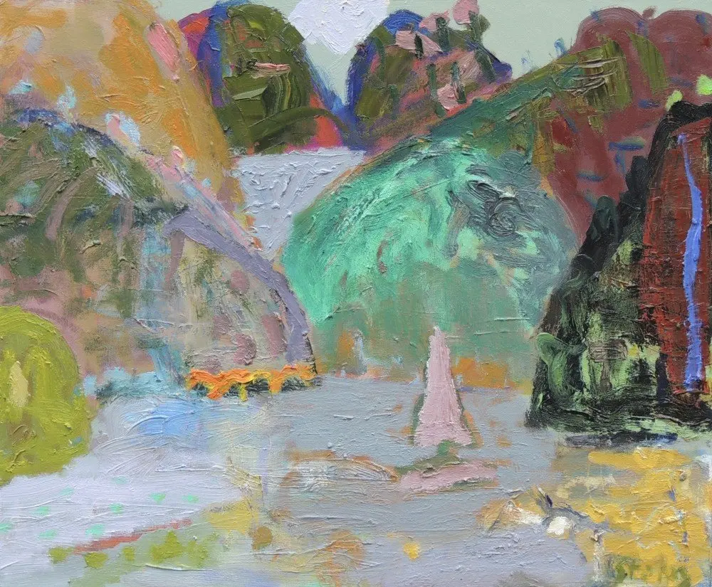 Hills at Marra oil on canvas by artist Sally Stokes