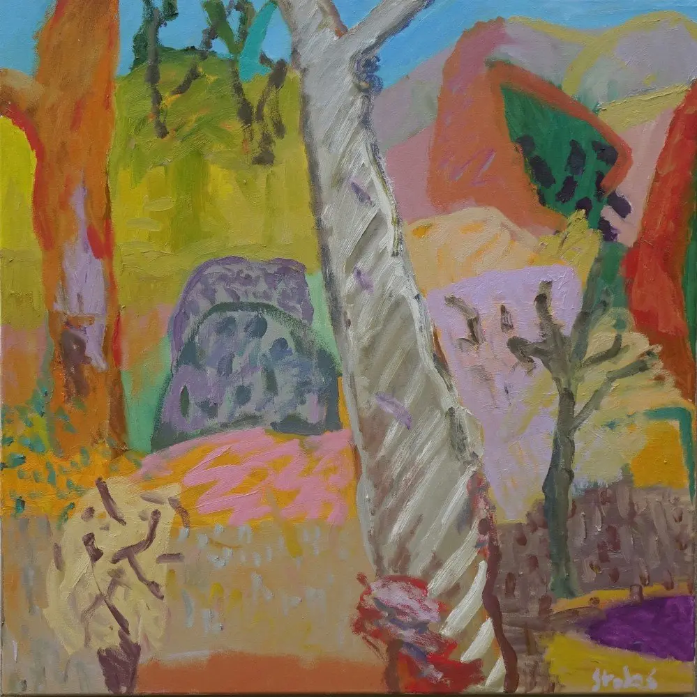 A little music  oil on canvas by artist Sally Stokes