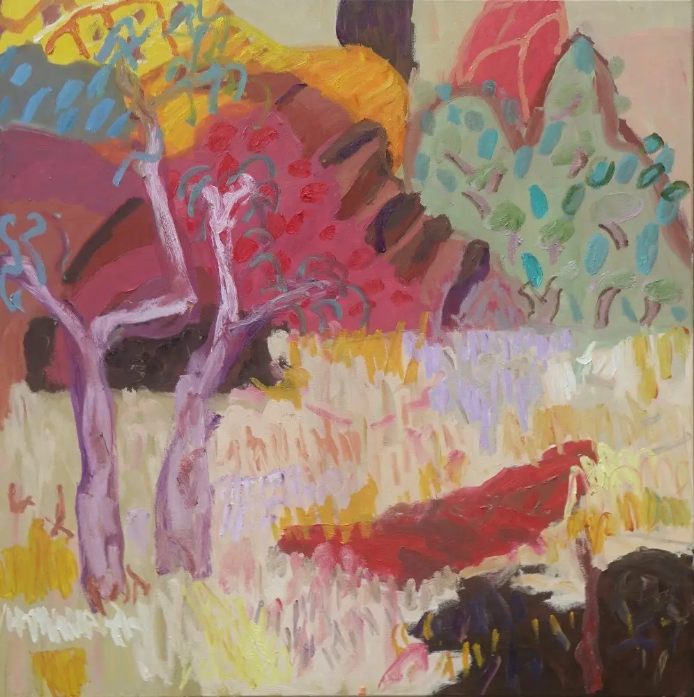 Having spoken  oil on canvas by artist Sally Stokes