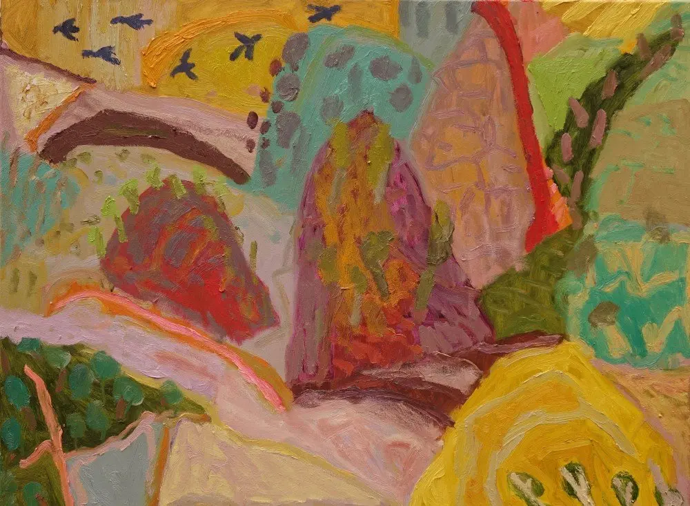 Flying oil on canvas by artist Sally Stokes