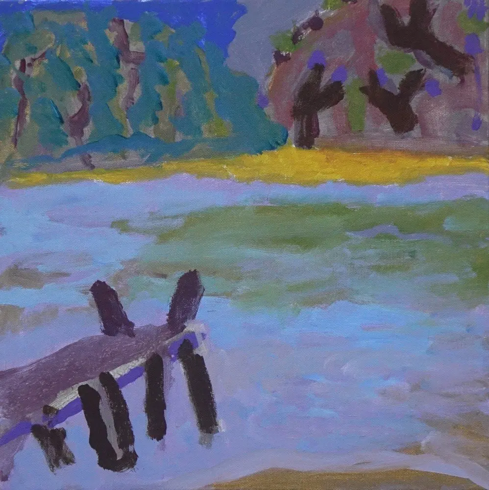 Jetty 3 (SOLD) acrylic on canvas by artist Sally Stokes