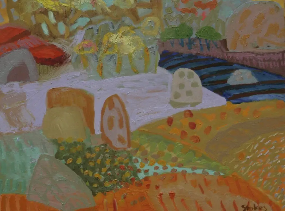 Meditation Rocks Oil on Canvas by artist Sally Stokes