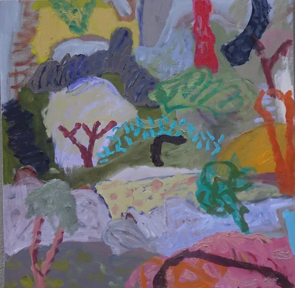 The story (SOLD) oil on linen by artist Sally Stokes