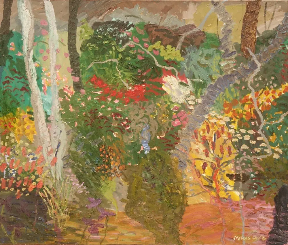 Spring garden (SOLD) oil on canvas by artist Sally Stokes