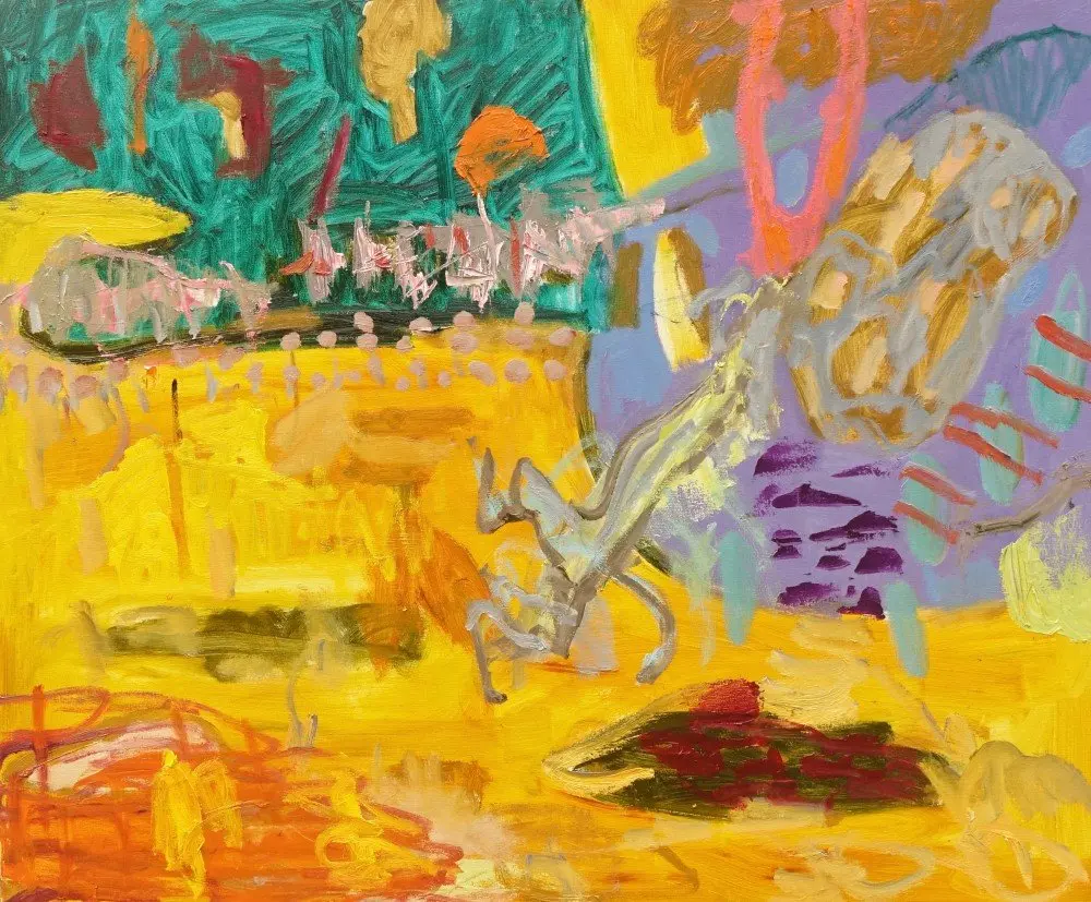 Dynamic duo oil on canvas by artist Sally Stokes