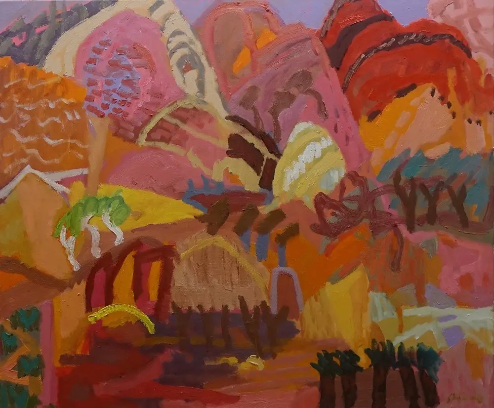 Joyous (SOLD) oil on canvas by artist Sally Stokes