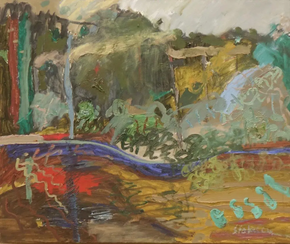 Crosslands hillside oil on canvas by artist Sally Stokes
