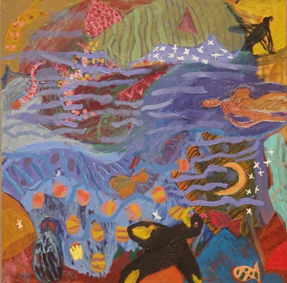Rilke poem  oil on canvas by artist Sally Stokes